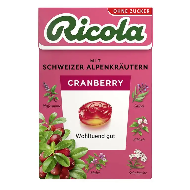 Ricola Cranberry ohne Zucker, 50 g