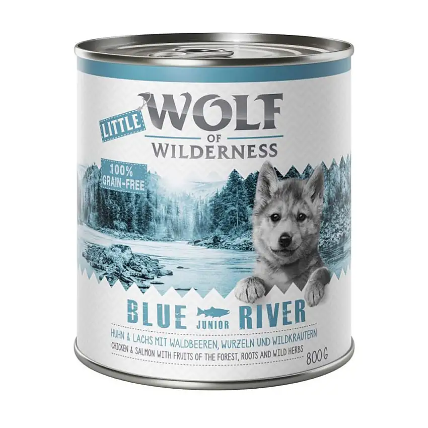 Wolf of Wilderness Little 6 x 800 g – Blue River Junior – Huhn & Lachs