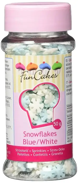 FunCakes Zuckerstreusel Schneeflocken, Weiß/Blau