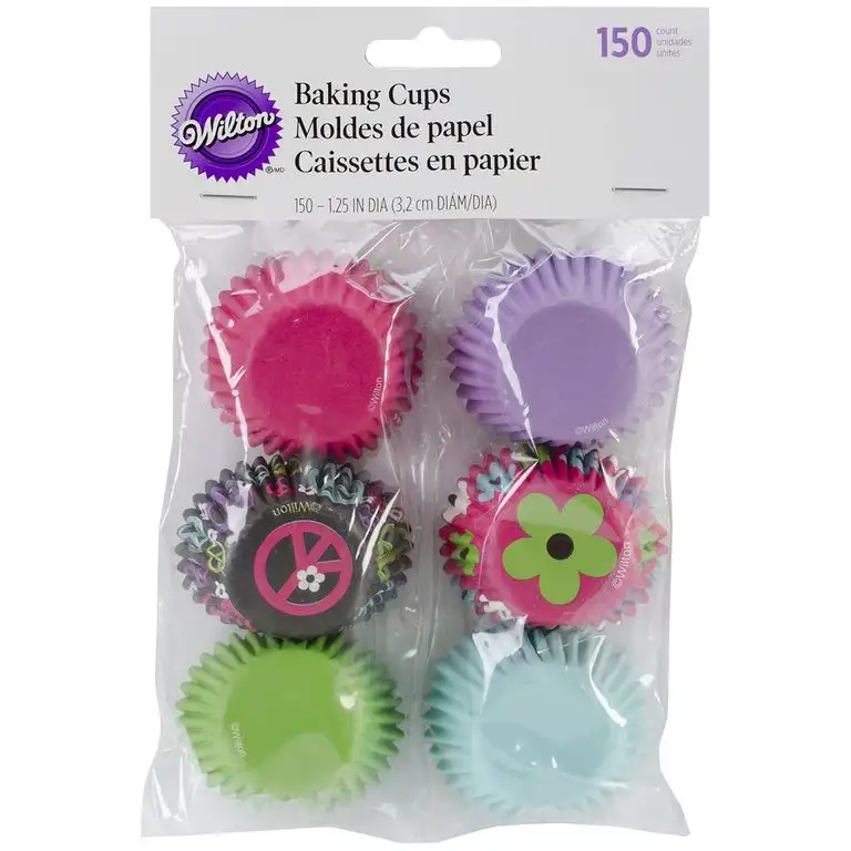 Mini Baking Cups-Peace And Flower 150/Pkg