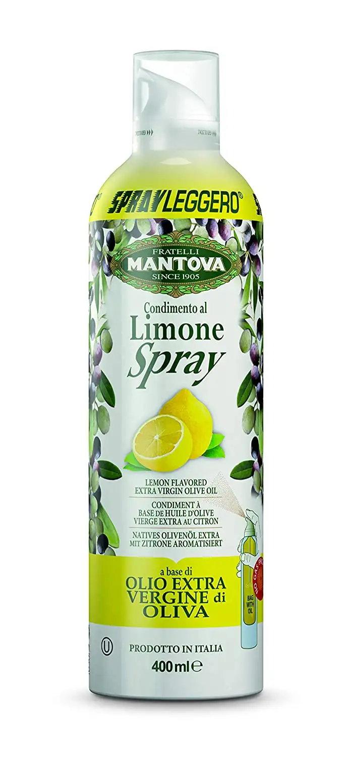 SPRAYLEGGERO Natives Olivenöl Extra Aromatisiert mit Zitrone 400 ml - durch die Praktische Sprühflasche Können Sie bis zu 90% des Öls Einsparen