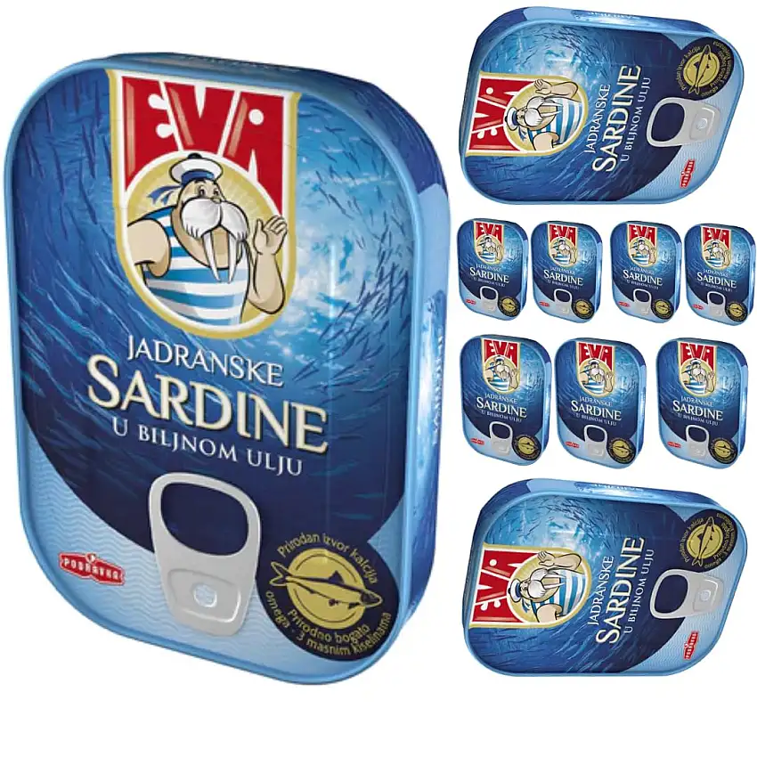 EVA Adriatische Sardinen in Pflanzenöl 115 Gramm x 10 Konserve