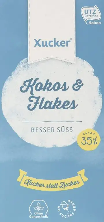 Xucker - 5er Pack Weiße Schokolade Kokos & Flakes, ohne Zuckerzusatz mit Xylit, 5 x 100g, crunchy Weißolade Xukkolade