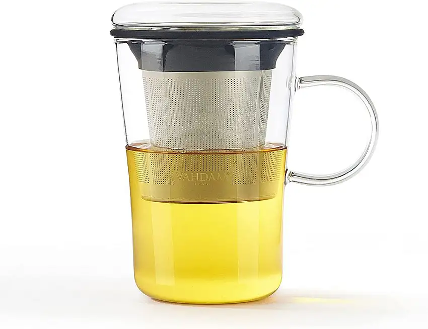 VAHDAM, Glass teekanne mit Infuser | 500 ml | Loose Leaf teekanne Glas | Loser Tee Tea Infuser | Teebecher mit sieb | Tee-Ei-Becher | teetasse | Teetasse mit Deckel und sieb | teekanne | teapot