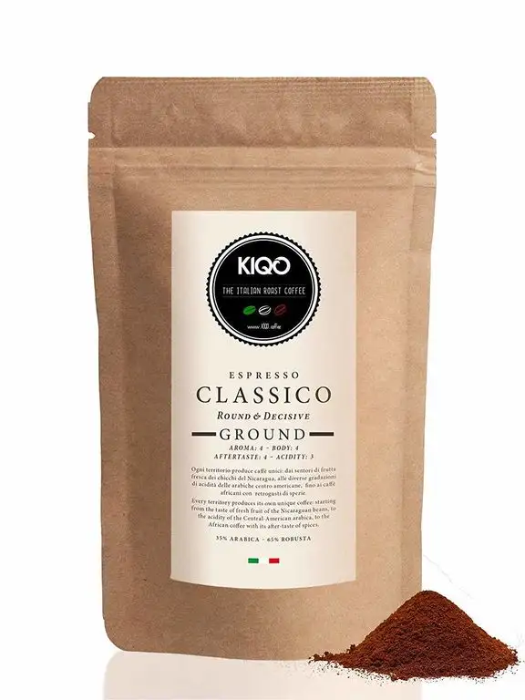 KIQO Classico 500g Espresso gemahlen aus Italien | in schonenden Kleinstchargen geröstet | säurearm | 35% Arabica & 65% Robusta Bohnen (500g - gemahlen)