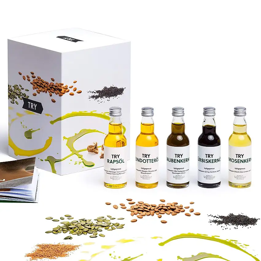 Öl Set Geschenkset 5x50ml I Bekannt aus Höhle der Löwen I Kaltgepresstes Öl aus der Region I Hochwertige Geschenke Feinschmecker Probierset