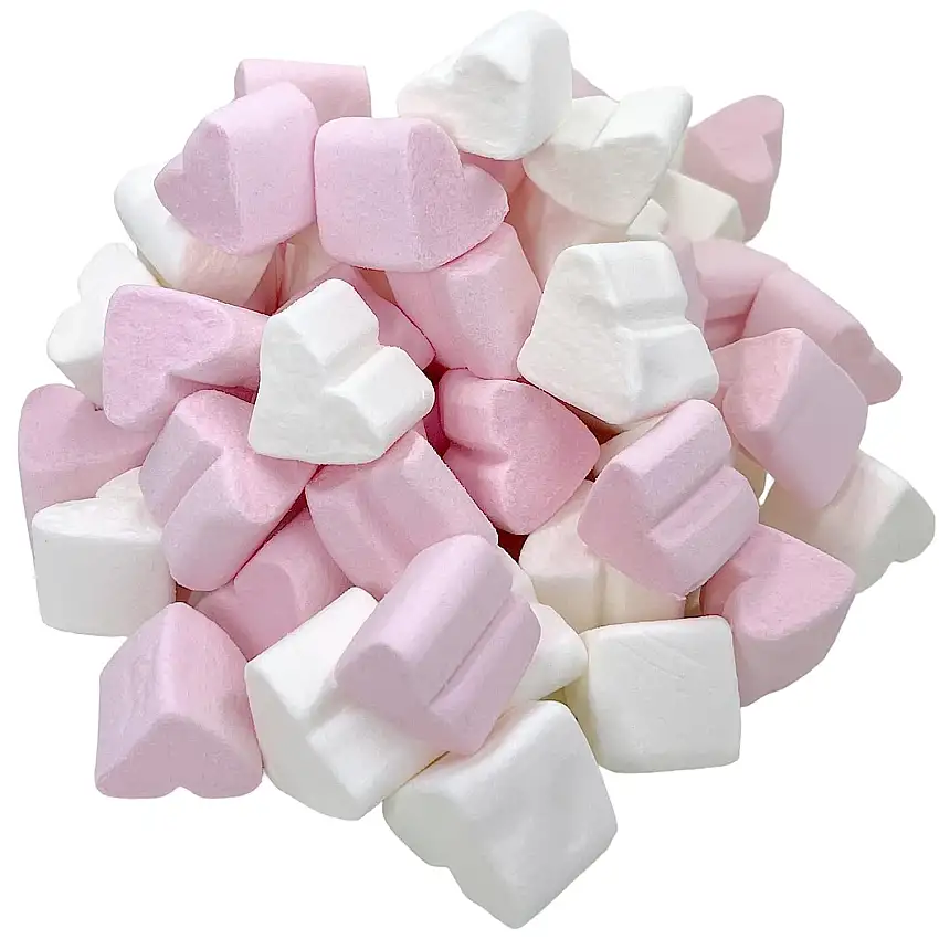 Große Schaumzucker-Herzen Marshmallow-Herzen - Süßigkeit für Hochzeit Valentinstag Muttertag Party - pink und weiß - fettfrei glutenfrei
