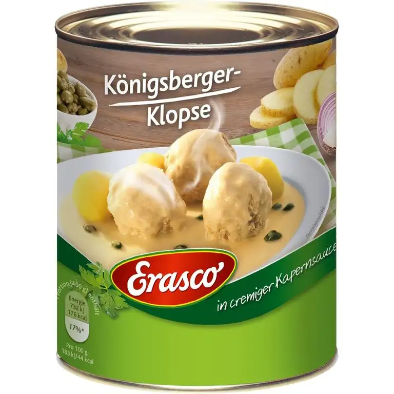 Erasco 6 Königsberger Klopse i. Kapernsauce , 2er Pack (2 x 800 g Dose)