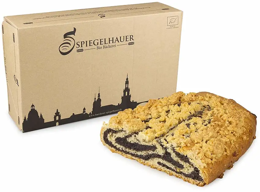 Bio Schlesischer Mohnstollen 800 g mit Dinkel - ohne Weizen ohne Rosinen