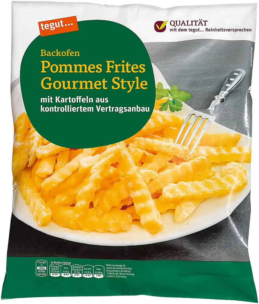 tegut... Backofen Pommes Frites Gourmet Style, Wellenschnitt, 750g (Tiefgefroren)