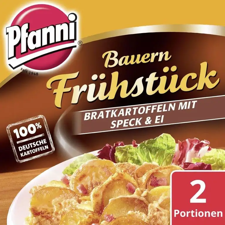Pfanni Kartoffelfertiggericht Bauern Frühstück Bratkartoffeln mit Speck & Ei 100% deutsche Kartoffeln 10x400 g
