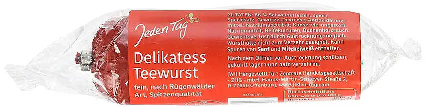 Jeden Tag Delikatess Teewurst, Fein, 125g