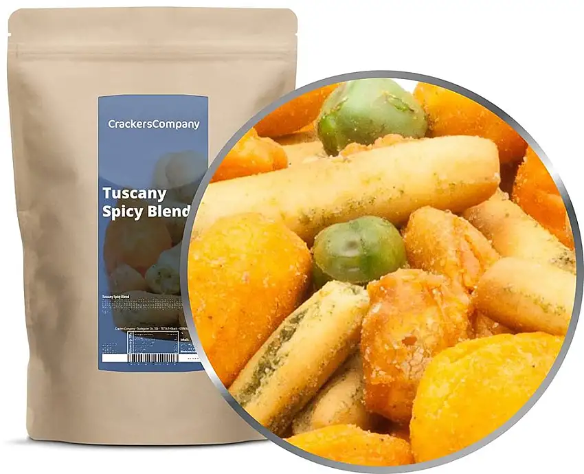 1 x 350g Snackmischung Toskana Cocktailmischung Grissini Basilikum Oregano Reiscracker Laktosefrei fettarm