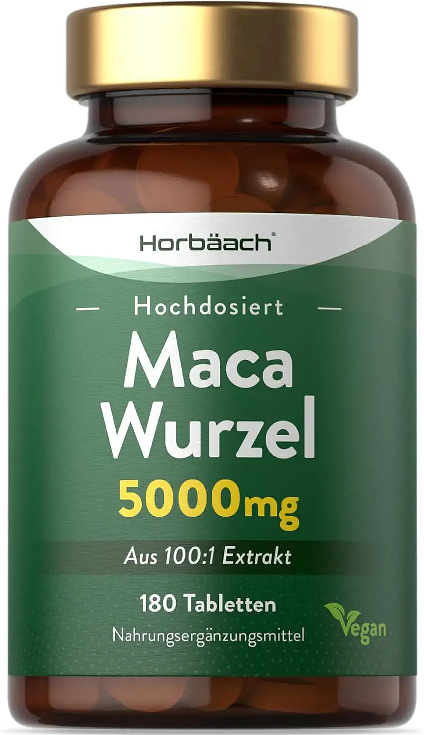 Maca Root 5000mg | 180 vegane Tabletten (keine Kapseln) | Peruvian Maca Wurzel Hochdosiert | by Horbaach