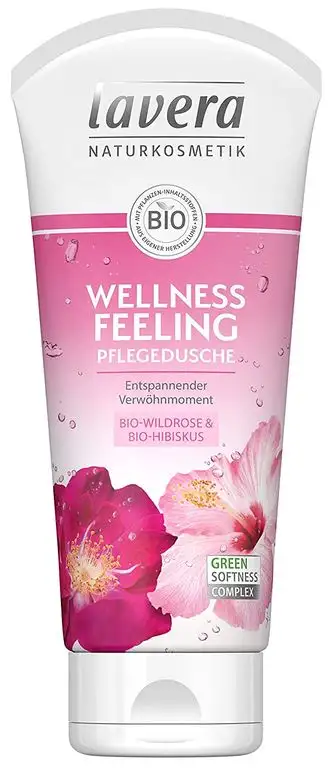 lavera Wellness Feeling Pflegedusche Bio Wildrose & Bio Hibiskus ∙ Entspannender Verwöhnmoment ∙ Vegan Bio Pflanzenwirkstoffe Naturkosmetik Natural & innovative Duschgel 2er Pack(2x200 ml)