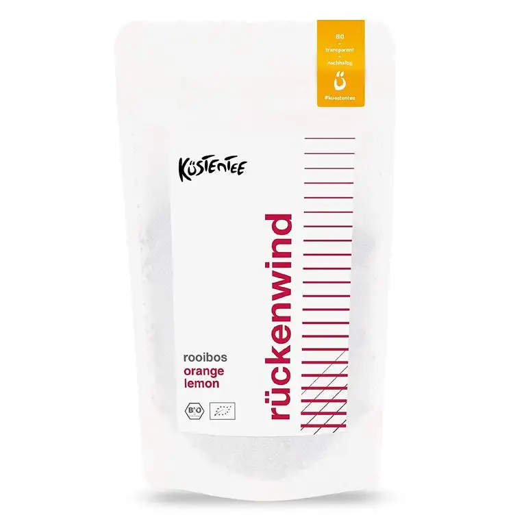 Küstentee Premium BIO Rooibos Tee Orange "rückenwind" (90g) - Mit echten Orangenstücken - Ohne Zuckerzusätze & künstliche Aromen - Rotbuschtee lose