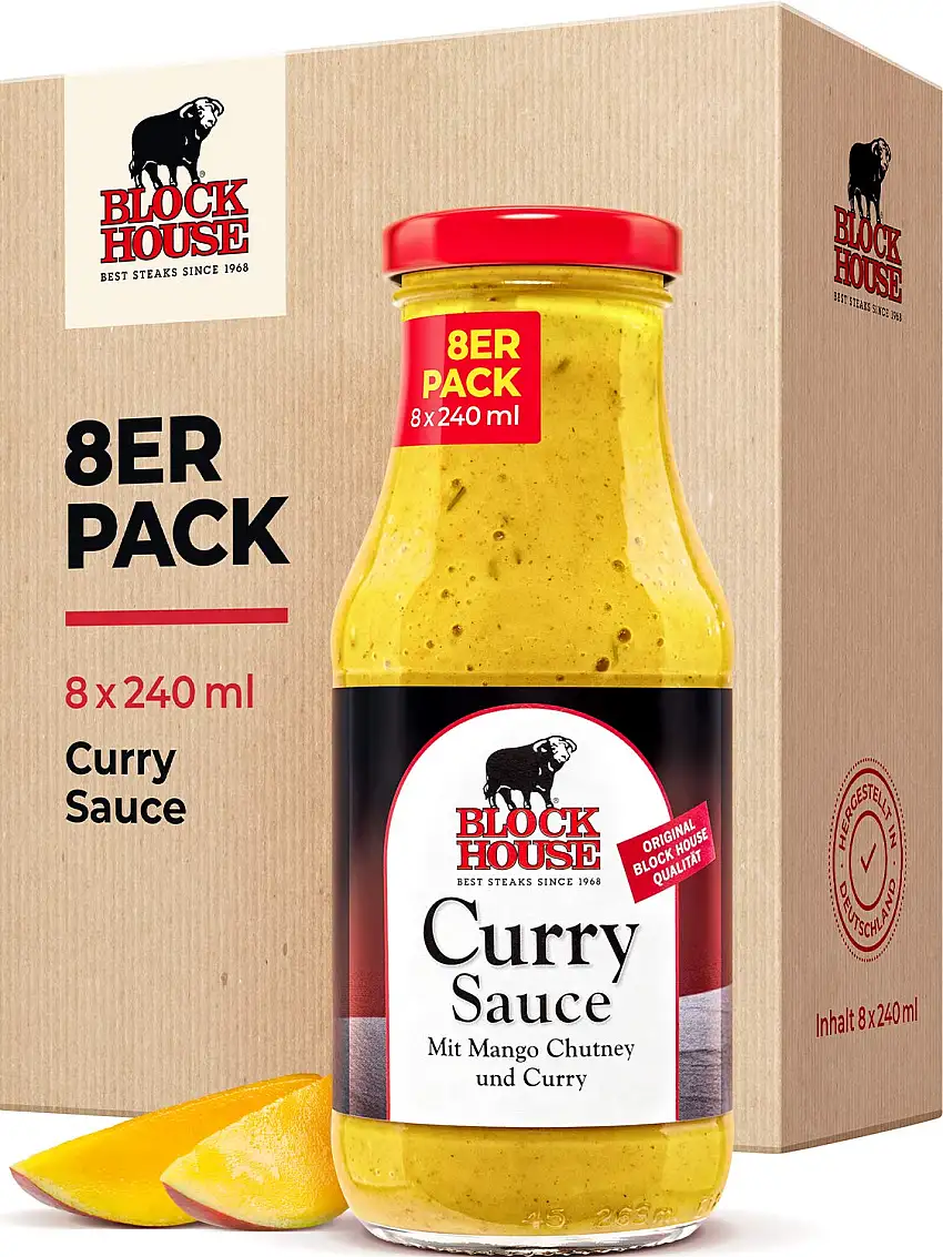 Block House Sweet Mango Curry Sauce 8x 240ml - in Restaurantqualität