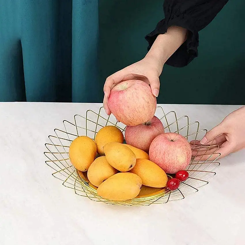 Obstschüsseln Obstkorb Kuchenständer, Runde Obstschüssel hergestellt aus Metalldraht-Snack-Servierschale, für Obst, Gemüse, Snacks, Haushaltsgegenstände und viel mehr in Zuhause (Size : S)