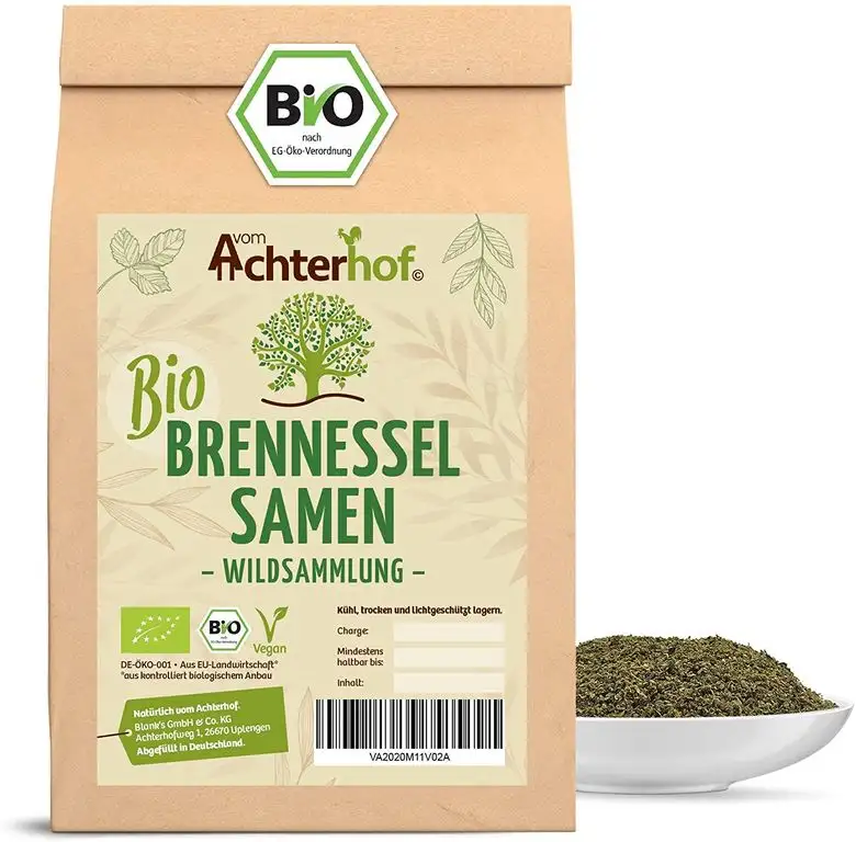 BIO Brennesselsamen kbA 500 g | Wildsammlung | Naturbelassen | Vegan | Rohkostqualität | BIO Brennessel Samen natürlich vom-Achterhof