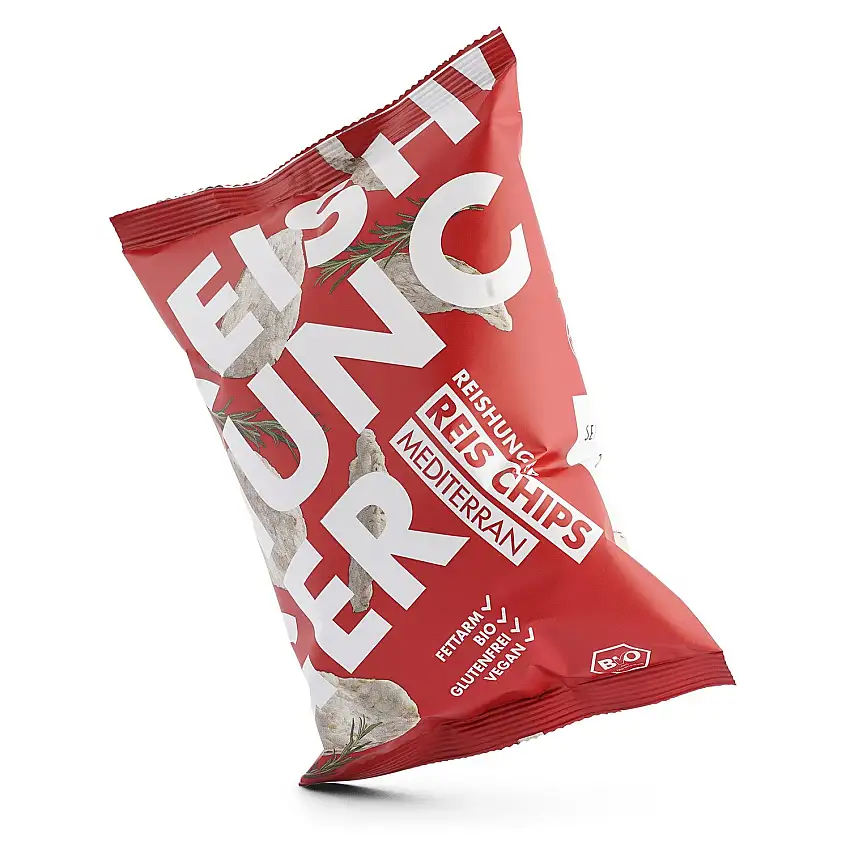 REISHUNGER Knusprige BIO Reis Chips »Mediterran« aus Vollkorn Reis (50 g) - Vegan & Glutenfrei - In vielen Sorten und Größen verfügbar