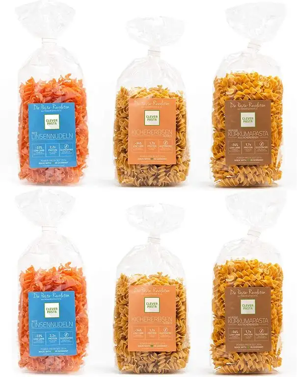 Clever Pasta 6er Sparpack - rote Linsennudeln, Kichererbsennudel, Kurkuma Nudeln