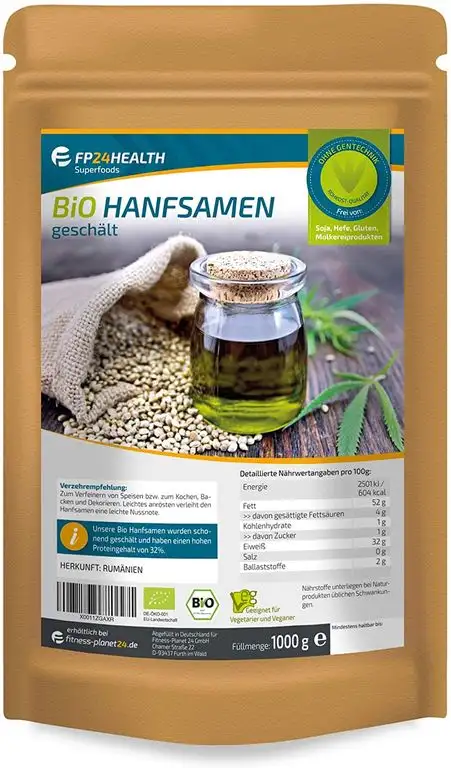 FP24 Health Bio Hanfsamen geschält 1kg - EU anbau - Hoher Protein Gehalt - im Zippbeutel - 1000g - Top Qualität