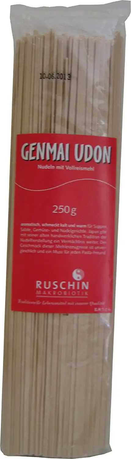 Ruschin Genmai Udon, Vollweizenspaghetti mit Vollreis 250g Pasta, 3er Pack (3 x 250 g)