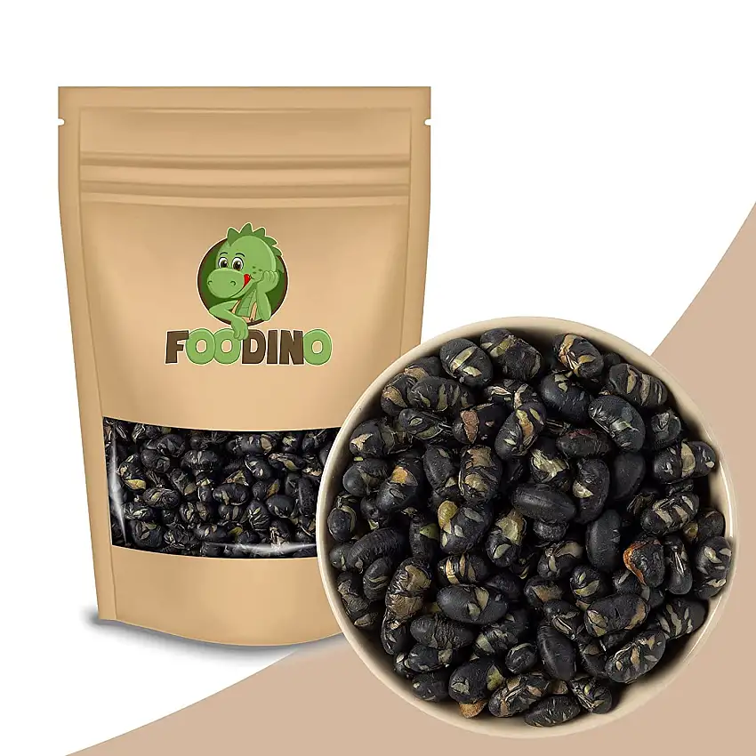 Schwarze Sojabohnen 1kg - 5kg geröstet leicht gesalzen vegan ungezuckert glutenfrei knuspriger Snack wiederverschließbar Premium Qualität FOODINO (1kg)