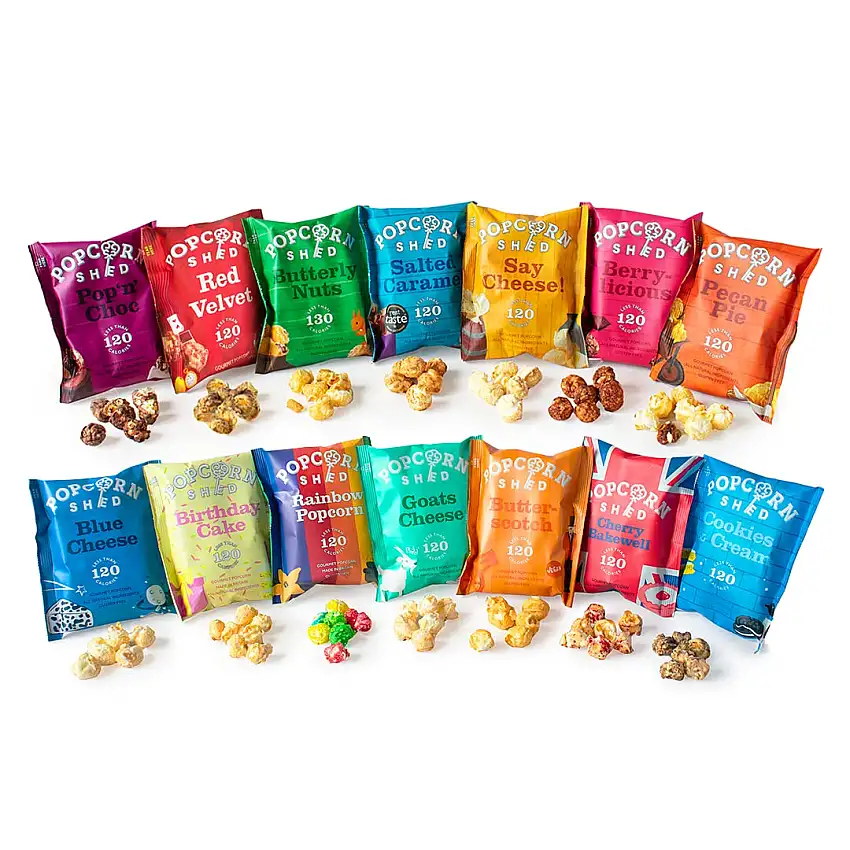 Popcorn Shed Mix (14er Pack) - Auswahl 7 verschiedener Geschmacksrichtungen, Glutenfreie, Natürliche & Vegetarische Snacks