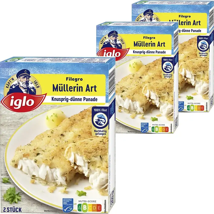 Iglo Filegro Müllerin Art Fish 250 Gramm x 3 STÜCK [Frischegarantie]