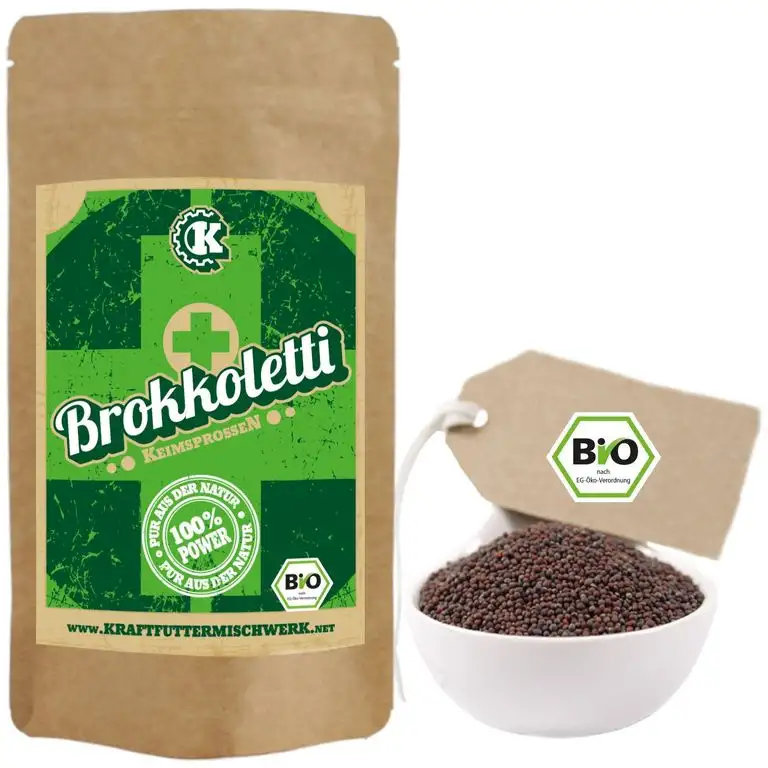 Bio Keimsprossen Brokkoli (Sorte Rabe) zum Keimen - 500g - verlässlich hoher Sulforaphangehalt - kurze Keimzeit - für leckere, vitalstoffreiche, frische Sprossen & Keimlinge
