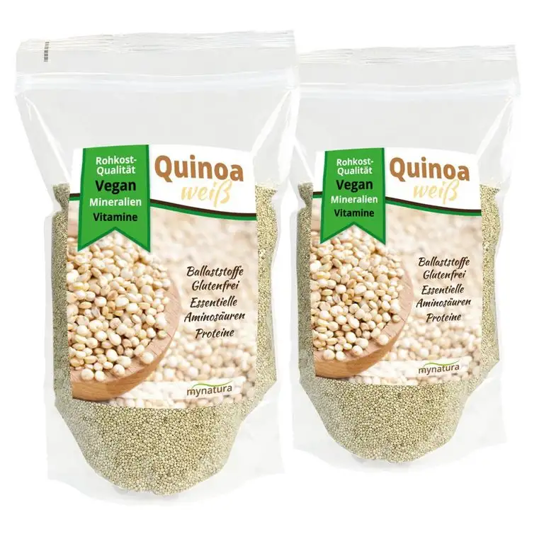 Mynatura Premium Quinoa Samen Weiß 2x 1000g I Rohkostqualität I Vegan I Müsli I Glutenfrei I Ballaststoffe I Bewusste Ernährung I Mineralien I Doppelpack (2x 1000g Beutel)