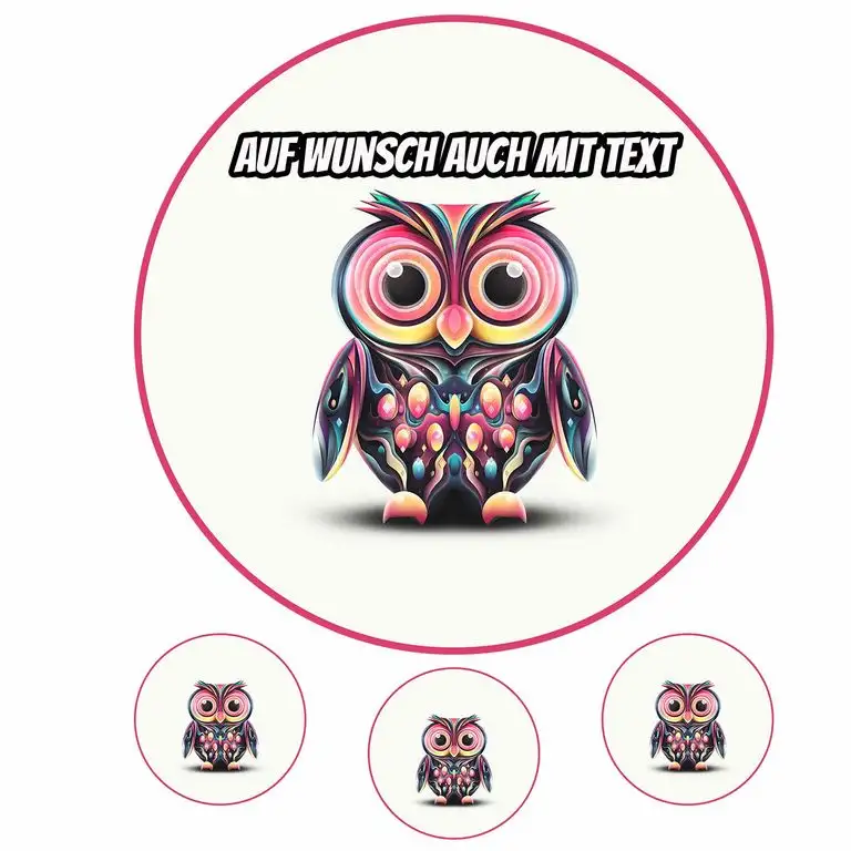 Tortenaufleger aus Zuckerpapier - Tortenbild Geburtstag Tortenplatte Zuckerbild Motiv: Eule Comic