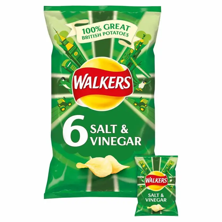Walkers Salt & Vinegar 6 Pack 6x25g Fresh Taste Guaranteed - unverwechselbar mit echtem britischen Essig