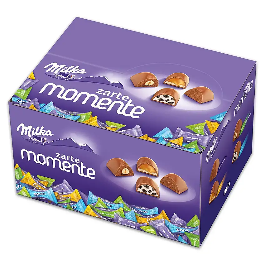 Milka Zarte Momente Mix - 1 x 1 kg Schokoladenpralinen / Mischung mit Caramel, Ganze Haselnuss, OREO und Alpenmilch