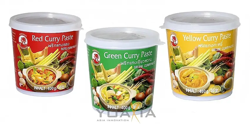 3x 400g COCK 3 verschiedene Curry Paste je 1x 400g Rote, Gelbe, Grüne Currypaste