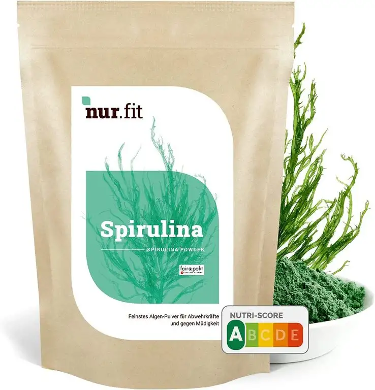 nur.fit by Nurafit Spirulina Pulver 250g – rein natürliches Pulver aus Spirulina Algen ohne Zusatzstoffe – Green-Smoothie-Pulver in Rohkostqualität mit Proteinen und B-Vitaminen für Smoothies