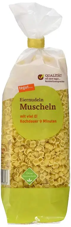 tegut... Eiernudel Muscheln, 250 g