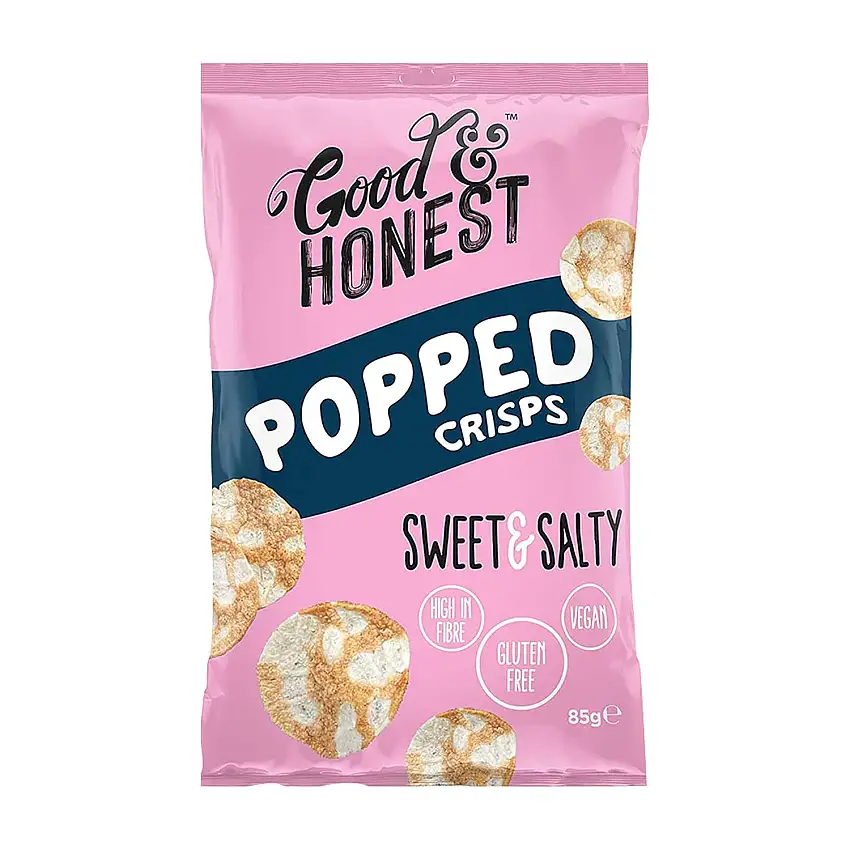 Good & Honest Popped Crisps Glutenfreie Kneipen-Snacks, Core Sweet & Salty Geschmack, 8 x 85 g