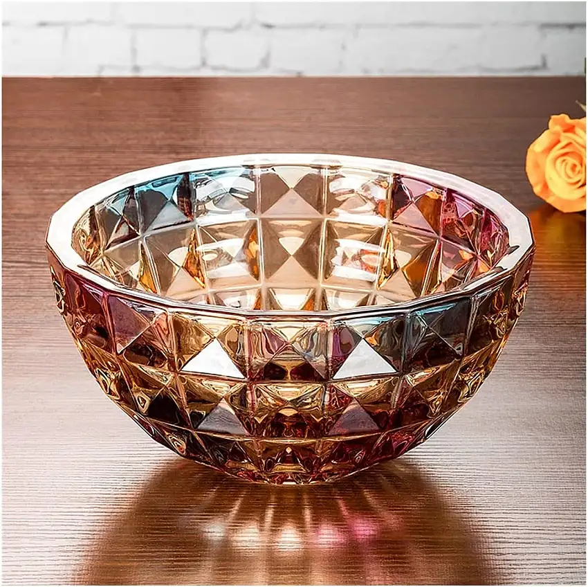 TOMYEUS Obstkörbe Leichte Luxus verdickte Glasfruchtplatte moderner Haushalt einfacher Mode Obst Schüssel Salat Schüssel Snack Dessert Schüssel Lagerschale Obstschale