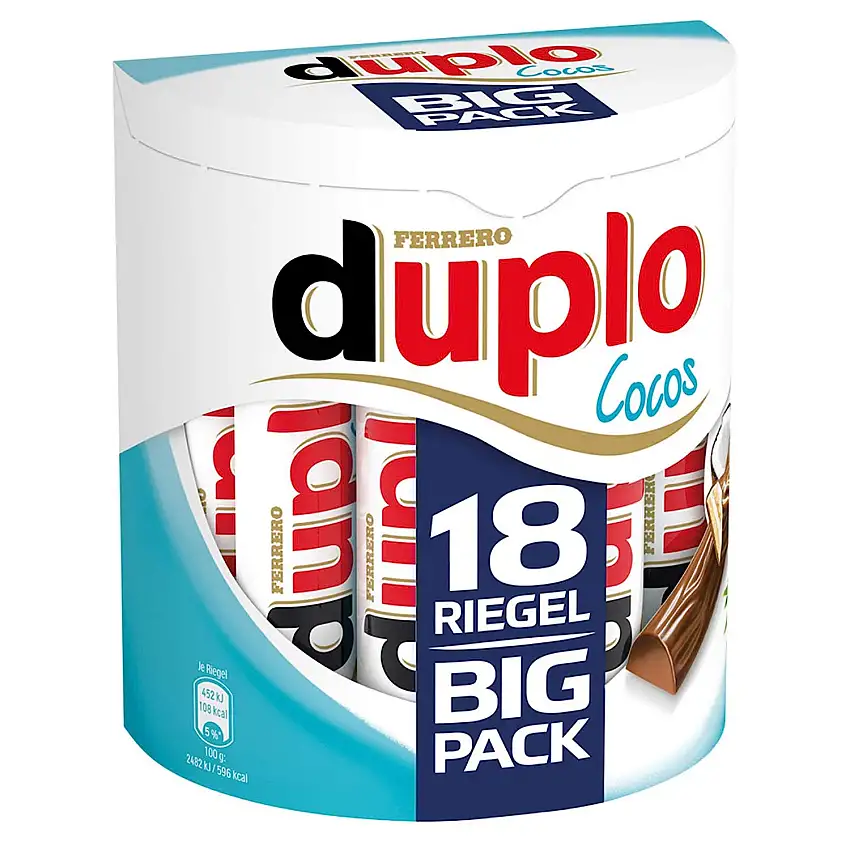 Ferrero duplo Vollmilch Cocos Limited Edition (18 Riegel je 18,2g)