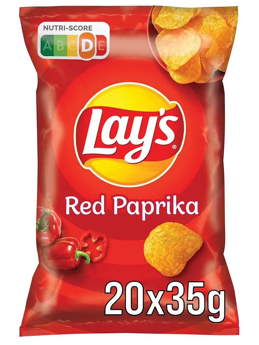Lay's Red Paprika - Knusprig gewürzte Kartoffelchips für eine gelungene Party - 20 x 35g
