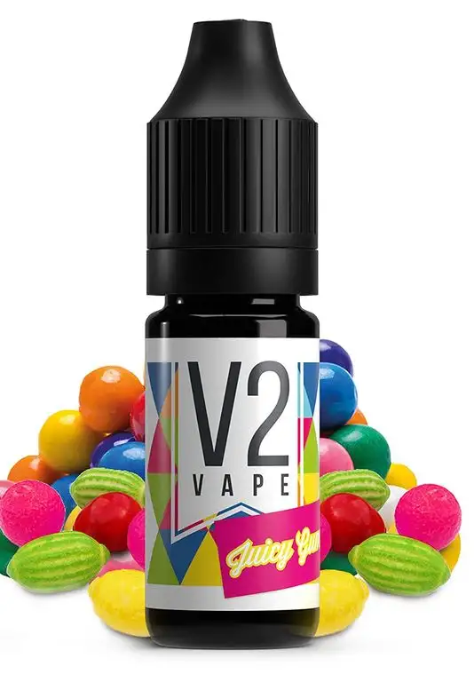 V2 Vape Juicy-Gum AROMA / KONZENTRAT hochdosiertes Premium Lebensmittel-Aroma zum selber mischen von E-Liquid / Liquid-Base für E-Zigarette und E-Shisha 10ml 0mg nikotinfrei