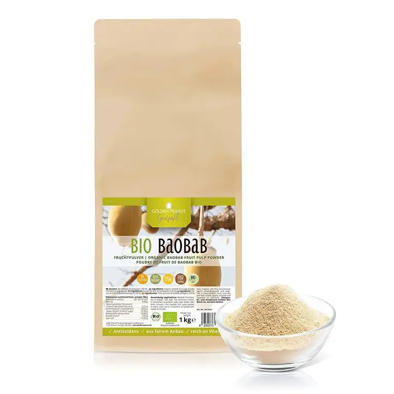 Bio Baobab 1 Kg Beutel Fruchtpulver 100% rein, ohne Zusätze, reich an Vitaminen, Rohkostqualität