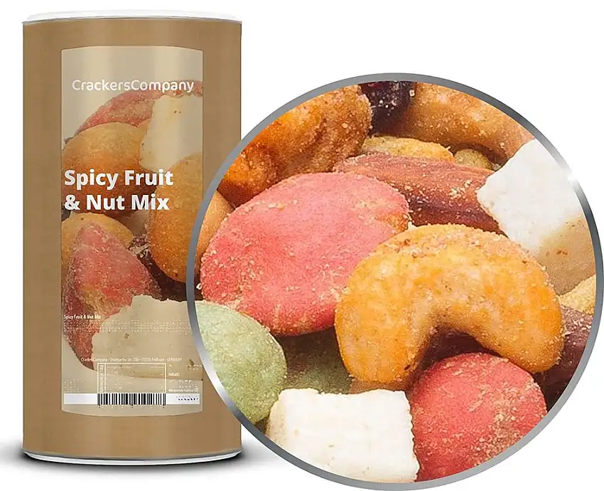 1 x 600g Nussmischung fruchtig scharf gesalzen mit Erdnuss Mandel Cashew Macadamia Kokos Cranberry Wasabi