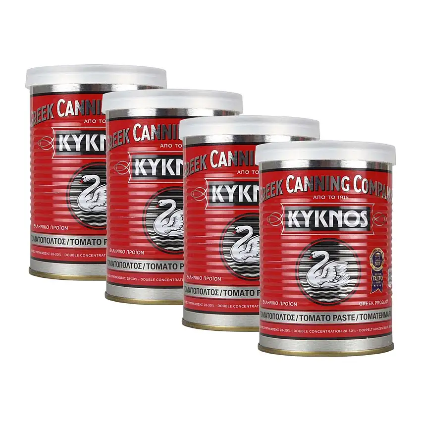 KYKNOS S.A. Greek Canning - Tomatenmark - doppelt konzentrierte Tomatenpaste aus Griechenland - 28-30% - 4er Pack - 4x 410g Dose