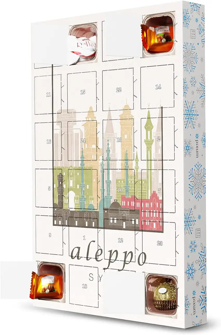 artboxONE Adventskalender mit Pralinen von Ferrero Aleppo Skyline Pastel Adventskalender Städte