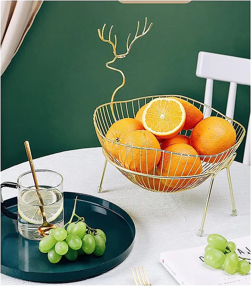 Saturey Obstschale Arbeitsplatte Obst Gemüse Korbhalter Dekorative Obstschale Aufbewahrungsständer Küche Home Dekoration Obstkorb (Color : Gold)