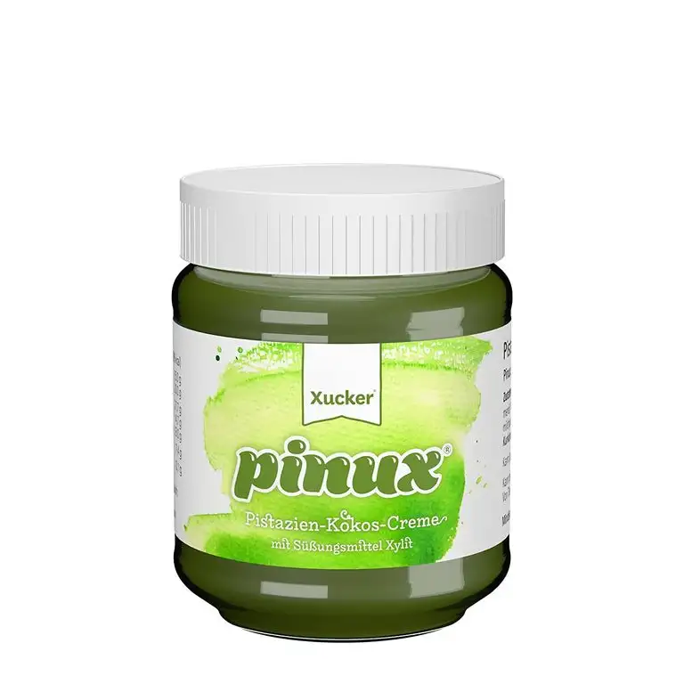 Xucker Pistazien-Kokos Brotaufstrich mit Xylit, vegan ohne Zuckerzusatz, 31% Pistaziencreme und 12% Kokos, 200 g Glas, Pinux
