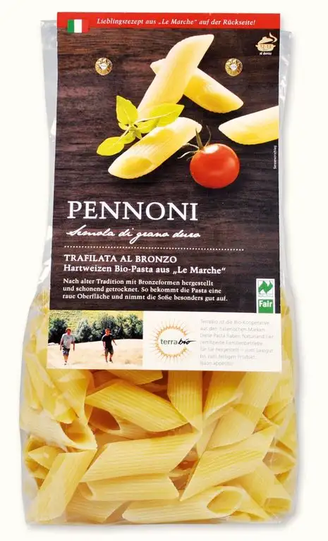 Terrabio Pennoni (bio & fair) - Original italienische Hartweizen Pasta aus "Le Marche", 500 g